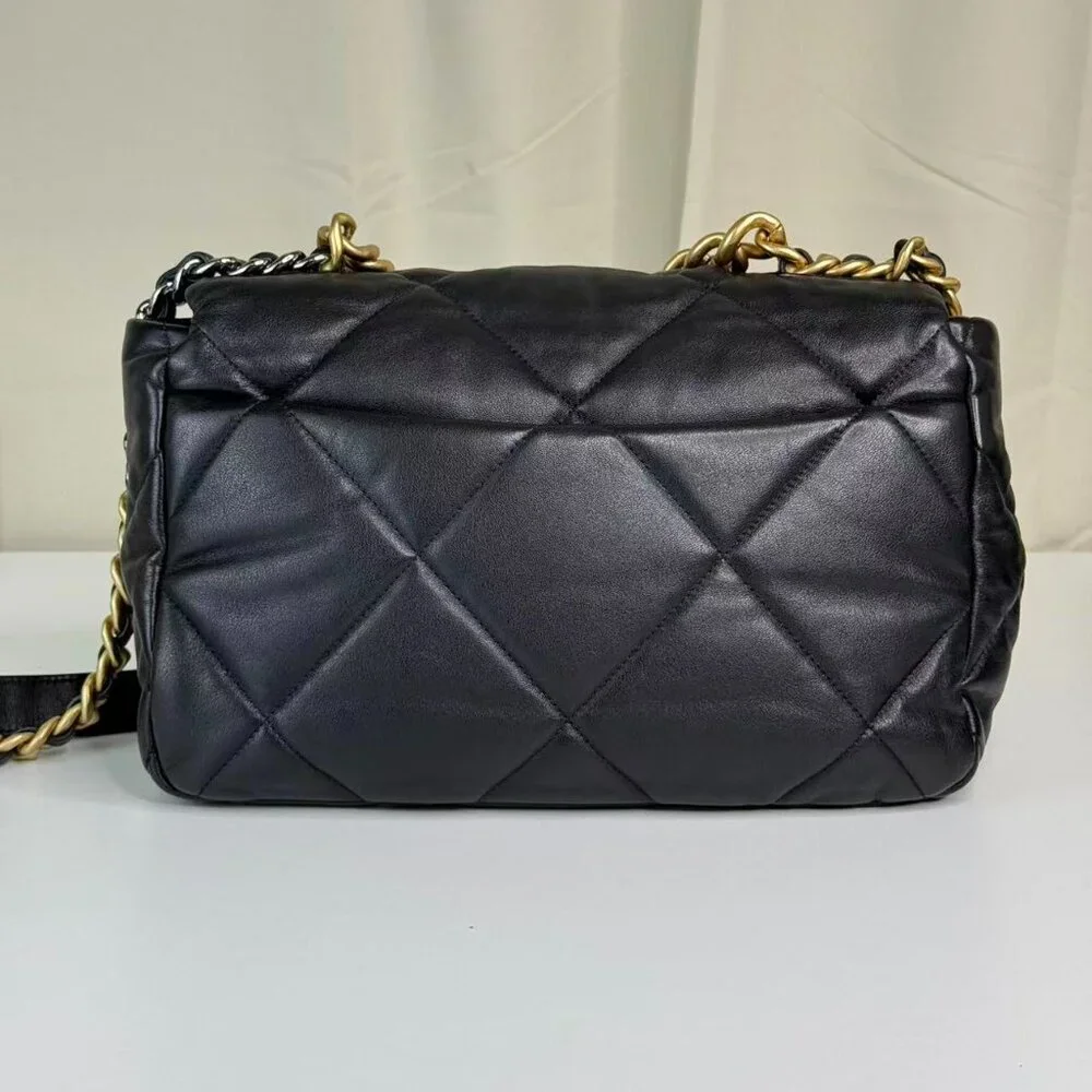 Chanel Black 19 Medium Shoulder Bag with Gold Chain Crossbody Strap